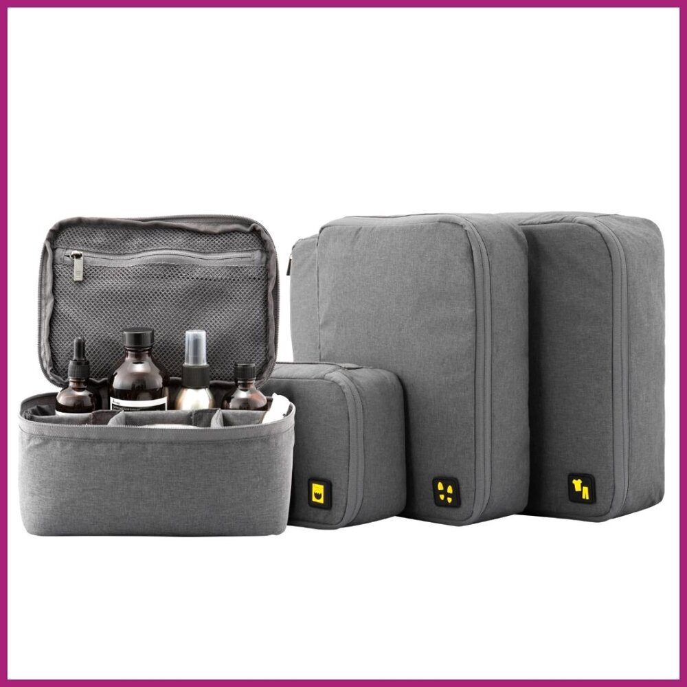 Polyester Packing Cubes Set Travel Organizers with Cosmetic Bag